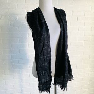 CALVIN KLEIN BLACK SCARF WRAP VISCOSE BLEND LIGHTWEIGHT